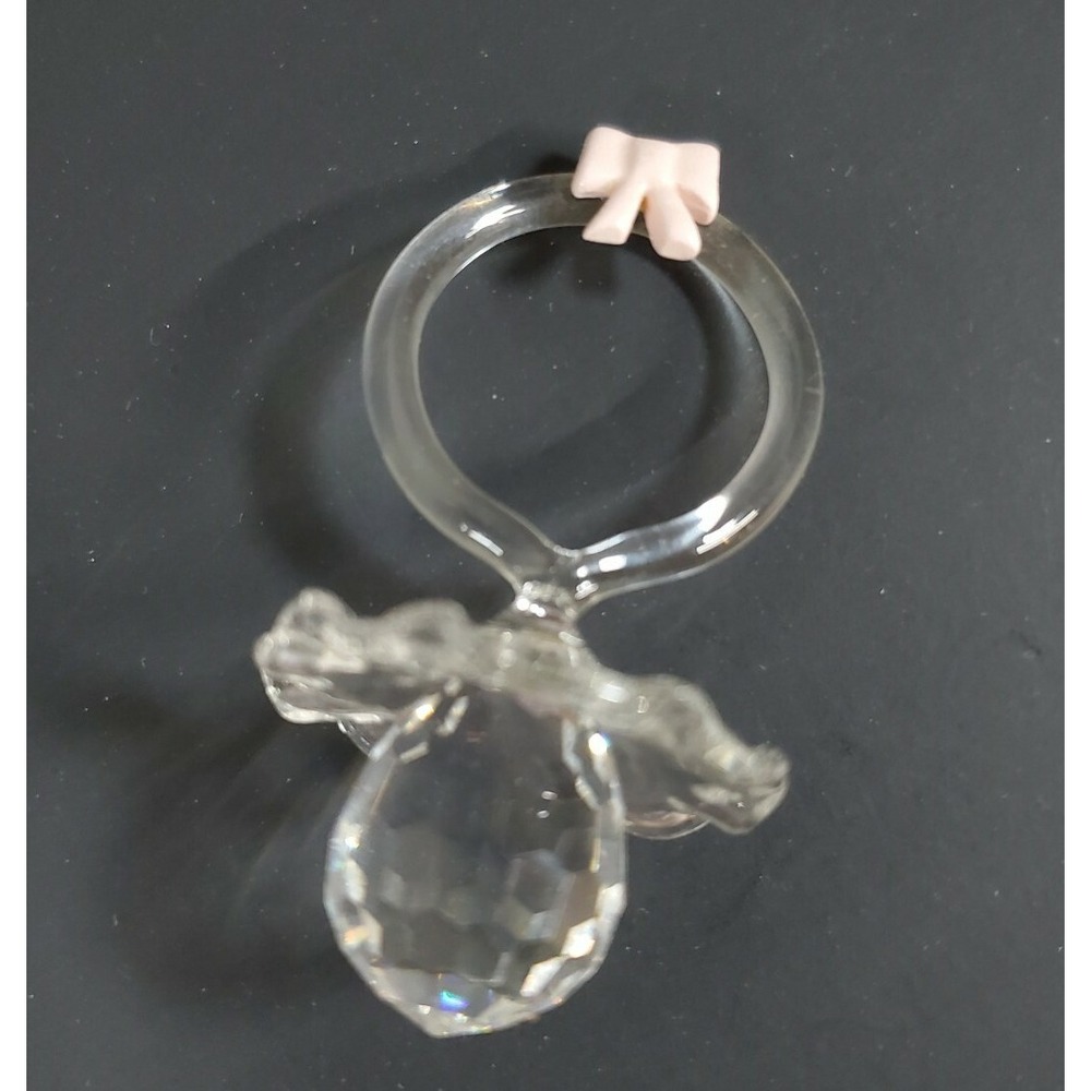 Baby Binky / Pacifier Crystal‎ Glass shower gift pink bow